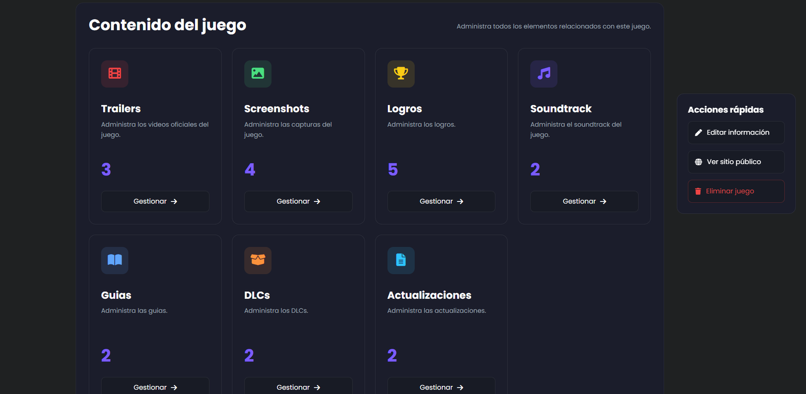 Editar contenido de un juego